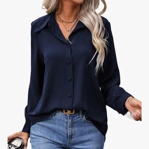 The Row Dark Blue Women's Button Down Shirt